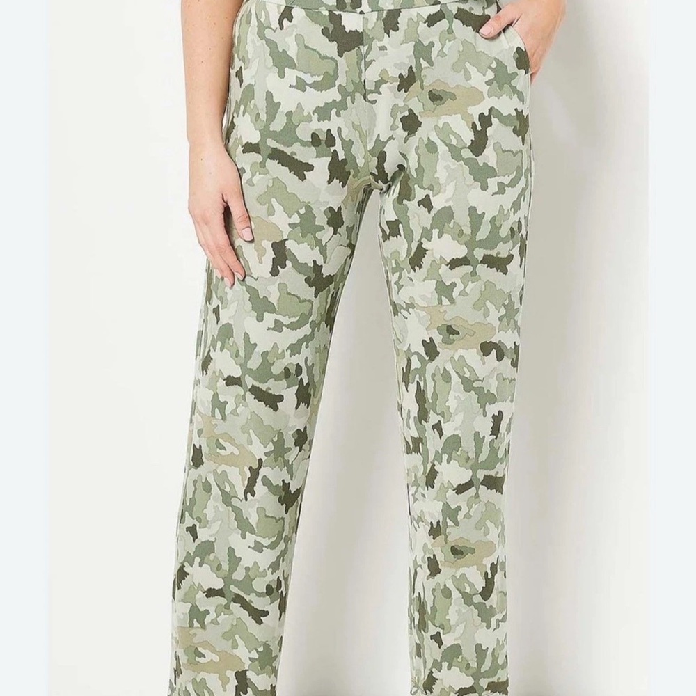 Susan Graver Lifestyle Womens pull on Printed Spa Knit Leg Pants Moss Size M New - Picture 6 of 6
